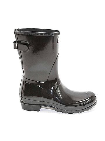Hunter Women's Original Short Back Adjustable Gloss Rain Boots in Black (view 1)