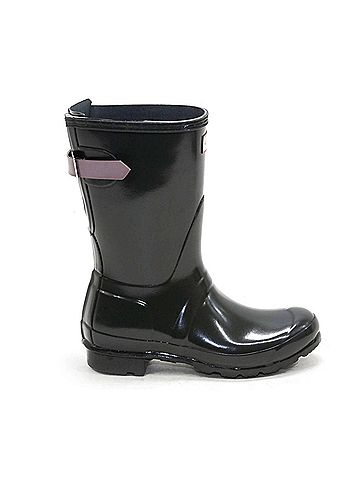 Hunter Women's Original Short Back Adjustable Gloss Rain Boots in Green (view 1)