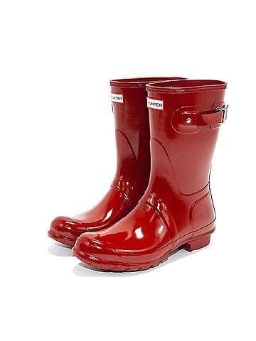 Hunter Women's Original Short Gloss Rain Boots in Military Red (view 2)