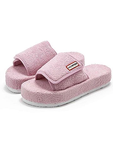 Hunter Women's Original Terry Towelling Logo Slides in Fox Glove (view 2)