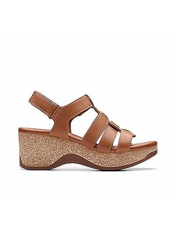 Clarks Women's Chelseah Peak Wedge Sandal in Cinnamon Leather (view 1)
