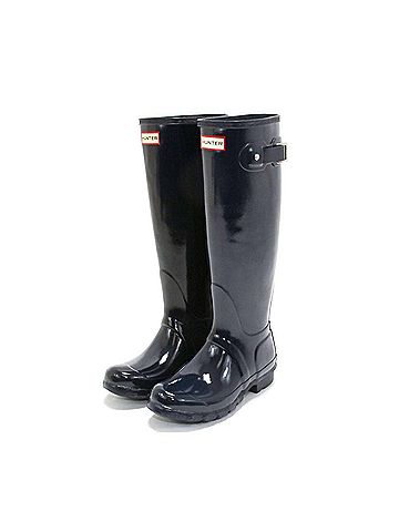 Hunter Women's Original Tall Gloss Rain Boot in Navy (view 2)