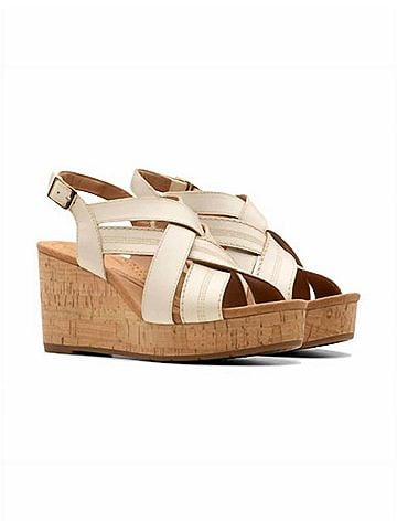 Clarks Women's Sabina Sling Back Sandals in Cream Leather (view 2)