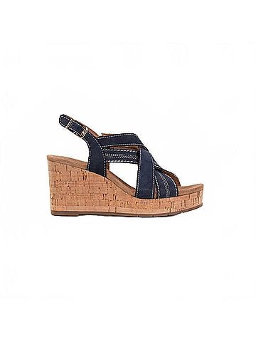 Clarks Women's Sabina Sling Back Sandals in Navy Nubuck (view 1)
