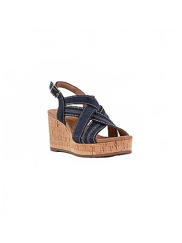 Clarks Women's Sabina Sling Back Sandals in Navy Nubuck (view 2)