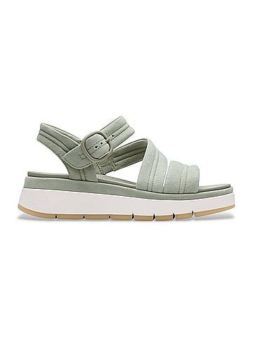 Clarks Women's Tuscan Strap Leather Sandals in Light Green Suede (view 1)
