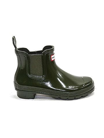 Hunter Women's Original Gloss Chelsea Boots in Dark Olive (view 1)