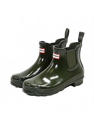 Hunter Women's Original Gloss Chelsea Boots in Dark Olive (view 2)