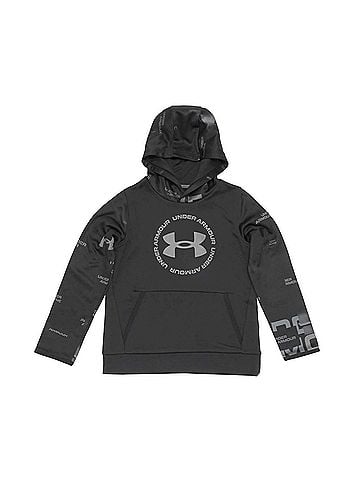 Under Armour Boy's Armour Fleece Branded Hoodie in Black (view 1)