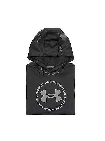 Under Armour Boy's Armour Fleece Branded Hoodie in Black (view 2)