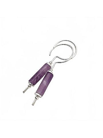 bijou Women's Tube Drop Threader Earrings in Amethyst (view 1)