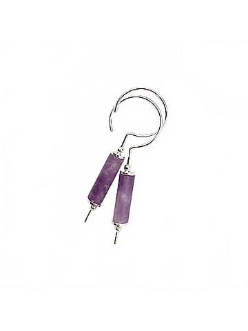 bijou Women's Tube Drop Threader Earrings in Amethyst (view 2)