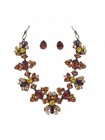 Max Women's Topaz Victorian Statement Necklace Set in Orange (view 1)