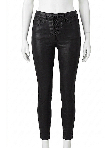 Good American Women's Good Waist Lace Up Jeans in Black (view 1)