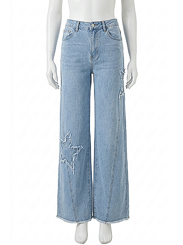 Easel Wide Leg Star Jeans in Blue (view 1)