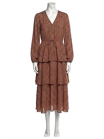 Mystree Semi Sheer Lurex Tier Midi Dress in Leopard Print (view 1)