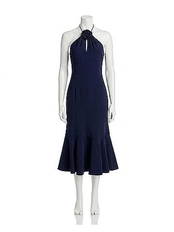 Cinq à Sept Crepe Flower Jennie Midi Dress in Navy (view 1)