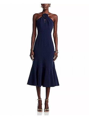 Cinq à Sept Crepe Flower Jennie Midi Dress in Navy (view 2)