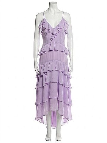 Allison Cassidy Ruffled Maxi Dress in Purple (view 1)