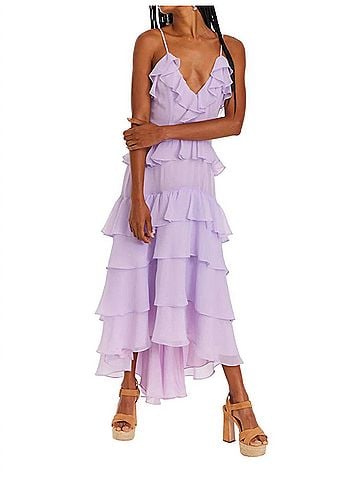 Allison Cassidy Ruffled Maxi Dress in Purple (view 2)