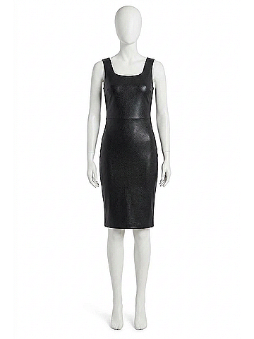 Commando Faux Leather Square Neck Dress in Black (view 1)