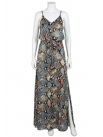 See and Be Seen Snake Skin Maxi Dress in Grey (view 1)