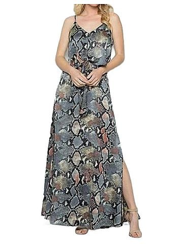 See and Be Seen Snake Skin Maxi Dress in Grey (view 2)