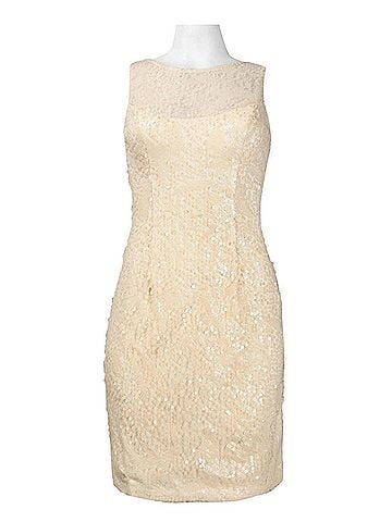 Sue Wong Sleeveless Bateau Neckline Sequin Dress in White (view 2)