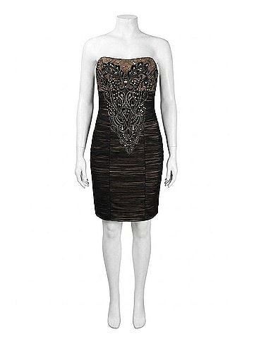 Sue Wong Embroidered & Sequin Strapless Mesh Dress in Black Gold (view 1)