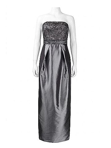 Sue Wong Strapless Embellished Taffeta Dress in Charcoal (view 1)
