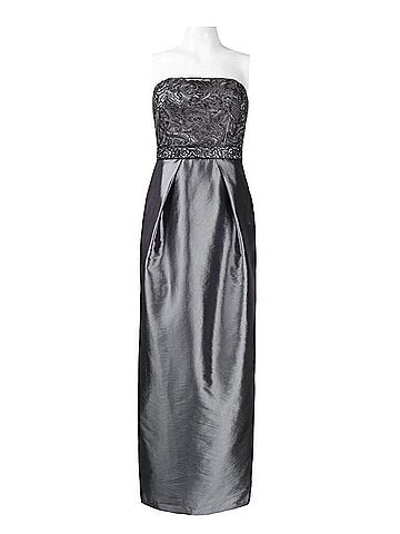 Sue Wong Strapless Embellished Taffeta Dress in Charcoal (view 2)