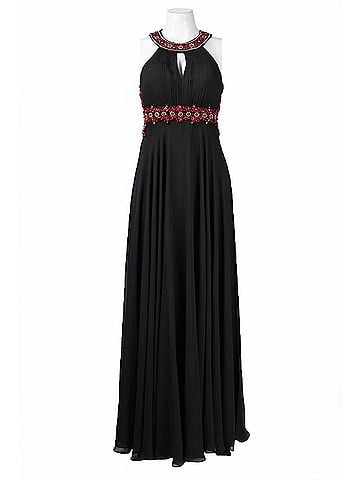 Sue Wong Beaded Cutout Back Evening Dress in Black (view 2)