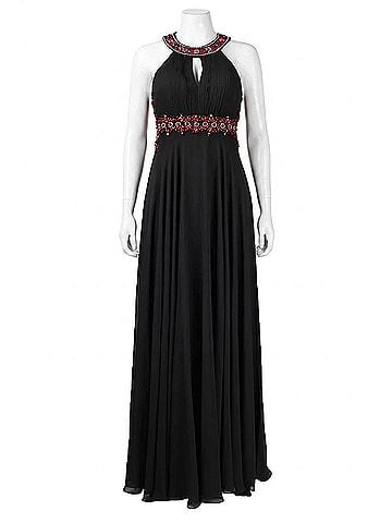 Sue Wong Beaded Cutout Back Evening Dress in Black (view 1)
