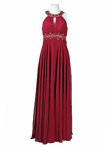 Sue Wong Beaded Cutout Back Evening Dress in Port (view 2)