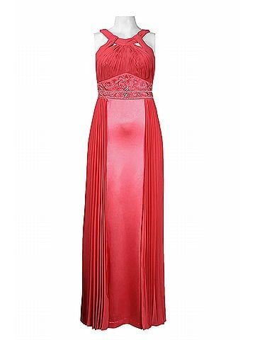 Sue Wong Beaded Waist Accordion Dress in Persimmon (view 2)
