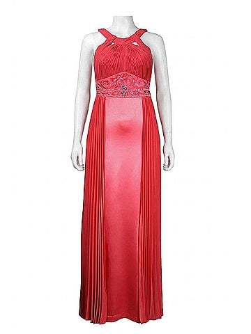Sue Wong Beaded Waist Accordion Dress in Persimmon (view 1)