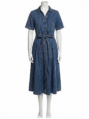 Flying Tomato Gisselle Washed Denim Midi Dress in Medium Wash (view 1)