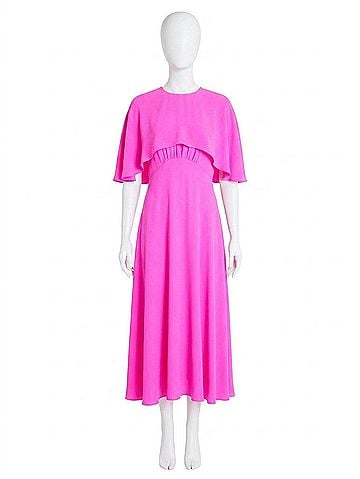 Vilagallo Long Sleeve Dress With Cape in Pink (view 1)