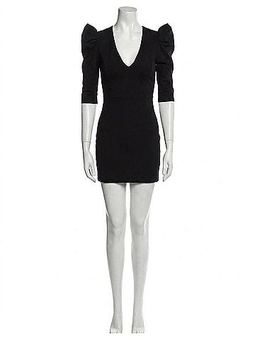 Venti6 Francesca Bodycon Puff Pointe Sleeves Dress in Black (view 1)