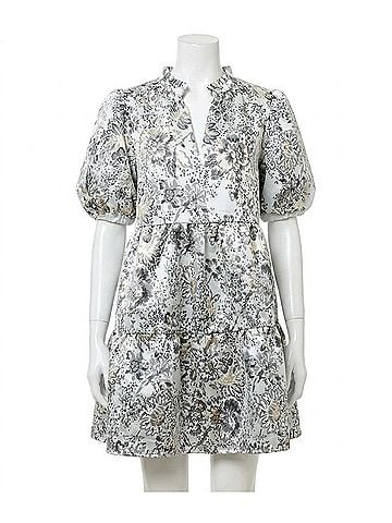 Sugarlips Christina Jacquard Jacey Babydoll Mini Dress in White (view 1)