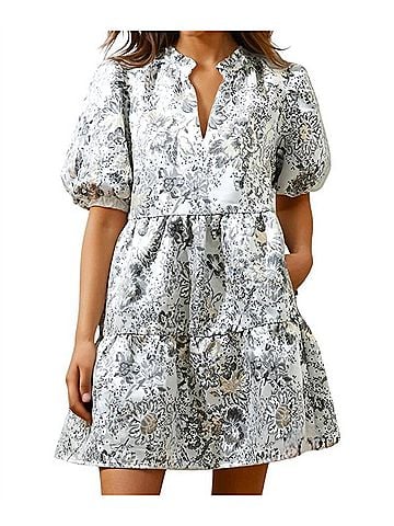 Sugarlips Christina Jacquard Jacey Babydoll Mini Dress in White (view 2)