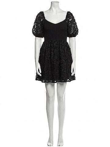 Flying Tomato Brianna Puff Sleeve Mini Dress in Black (view 1)
