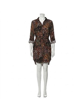 APRICOT Tribal Ikat Patchwork Shirt Dress in Black (view 1)