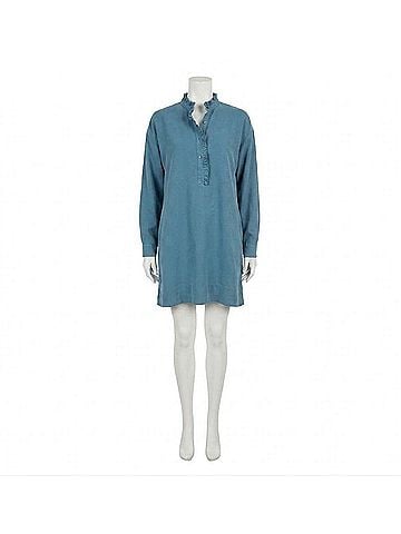Ann Mashburn Nicky Popover Shirtdress in Steel Blue Stretch Cord (view 1)