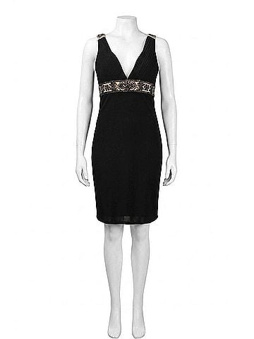 Sue Wong Jeweled Empire Waist Low-Back Dress in Black Gold (view 1)