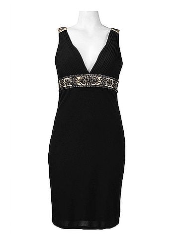 Sue Wong Jeweled Empire Waist Low-Back Dress in Black Gold (view 2)