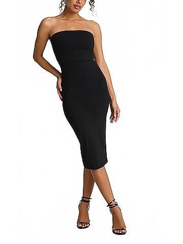 Commando Butter Luxe Strapless Midi Dress in Black (view 2)