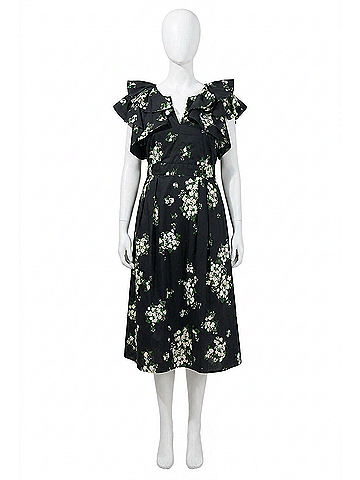 Sugarlips Emery Floral Tie Midi Dress in Black Taupe Multi (view 1)