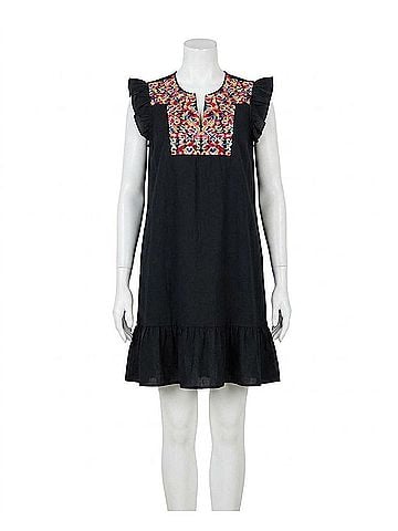 See and Be Seen Floral Embroidered Ruffle Dress in Multi (view 1)