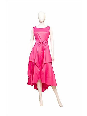 Samuel Dong Women's Stretch Pleated A-Line Dress With Removable Rose Bows in Bougainvillea (view 2)